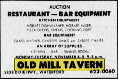 Cascade Motel (Olde Mill Inn on the Lake) - Nov 1974 Auction Off Old Equipment
